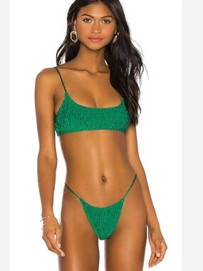 superdown Olivia Smocked Bikini Set - Emerald Green